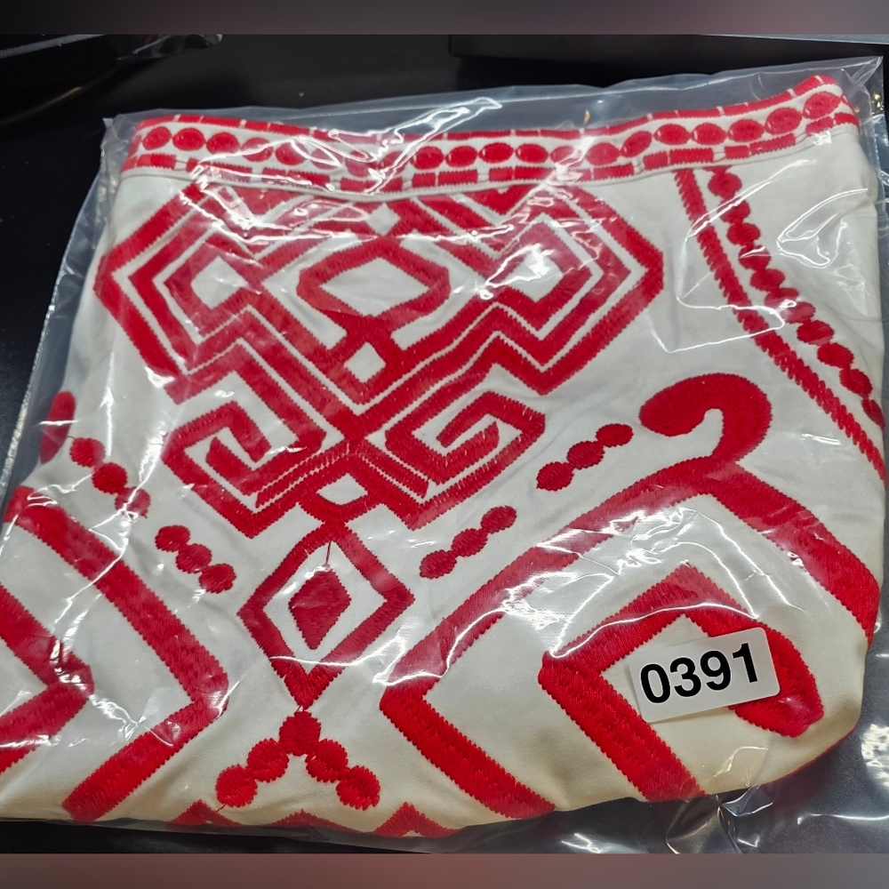 Savanna Jane White Mini Skirt with Red Geometric Embroidery - Picture 6 of 10